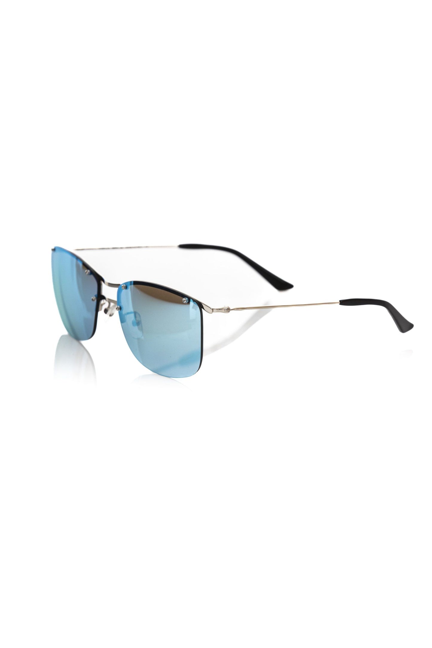Frankie Morello Silver Metallic Fibre Men Sunglass