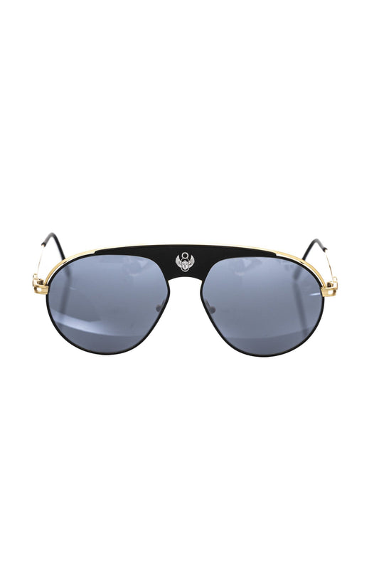 Frankie Morello Black Metallic Fibre Men Sunglasses