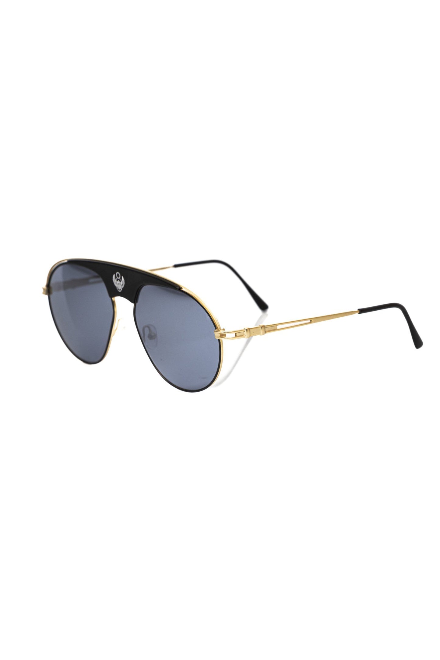 Frankie Morello Black Metallic Fibre Men Sunglasses