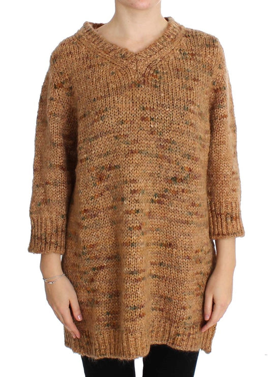 PINK MEMORIES Brauner Oversize-Strickpullover aus Wollmischung