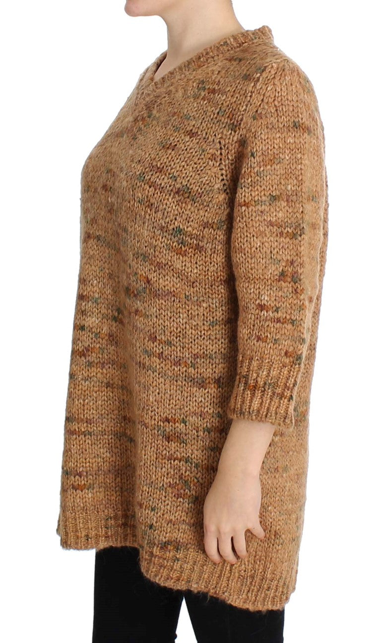 PINK MEMORIES Brauner Oversize-Strickpullover aus Wollmischung