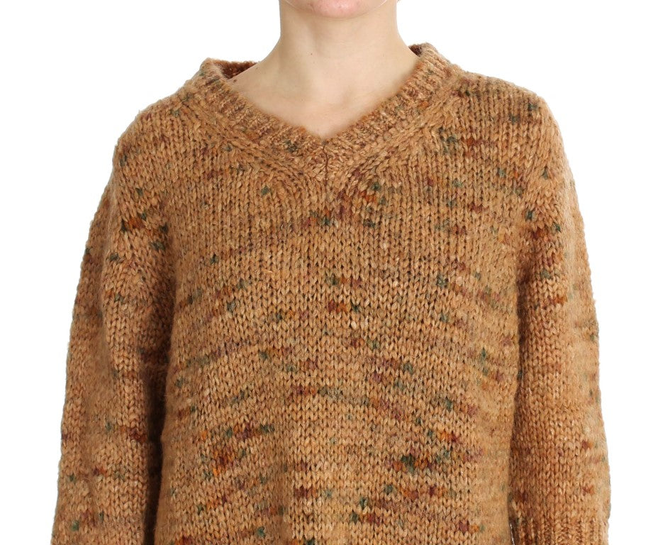 PINK MEMORIES Brauner Oversize-Strickpullover aus Wollmischung