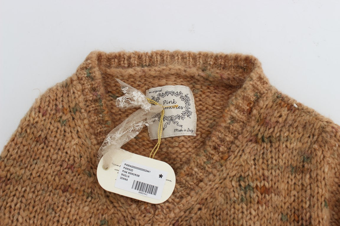 PINK MEMORIES Brauner Oversize-Strickpullover aus Wollmischung