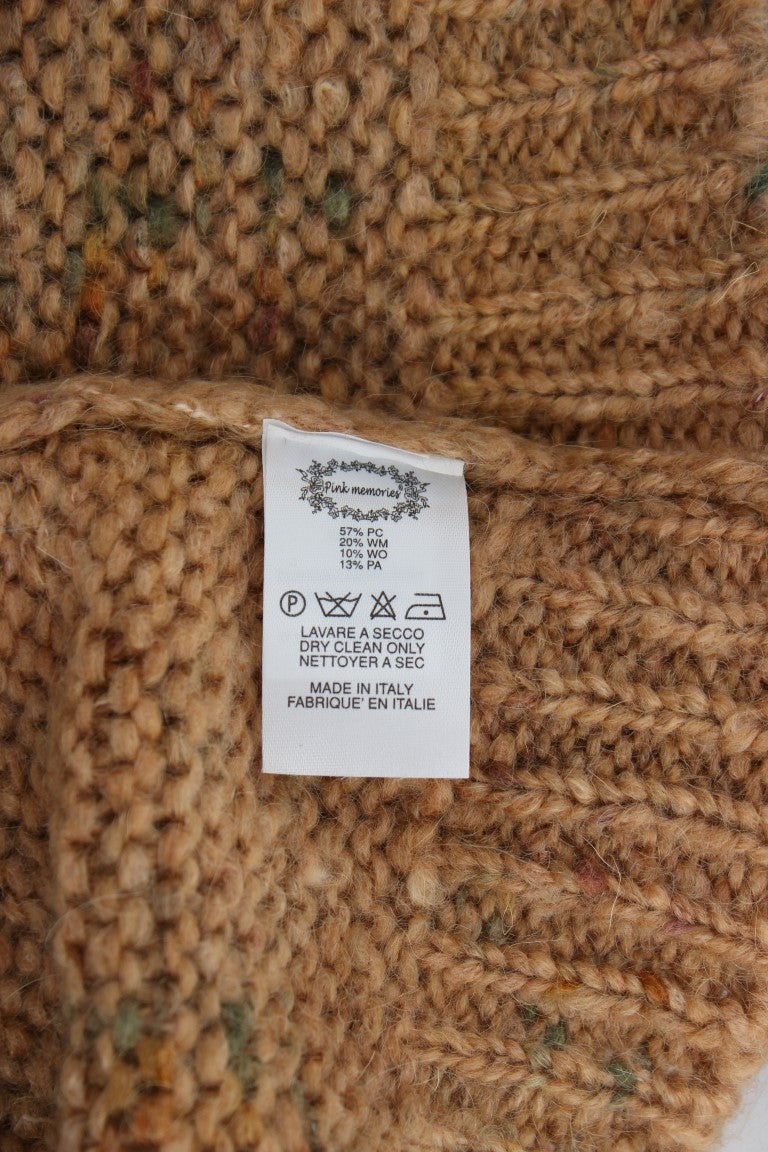 PINK MEMORIES Brauner Oversize-Strickpullover aus Wollmischung