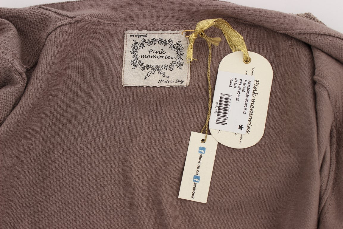 PINK MEMORIES Lilafarbener Cardigan aus Baumwolle mit Spitze