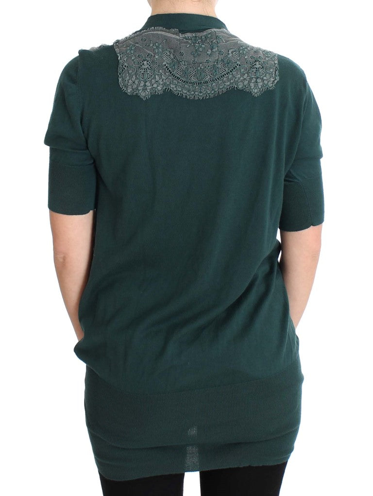 PINK MEMORIES Grüner Cardigan aus Baumwolle mit Spitze