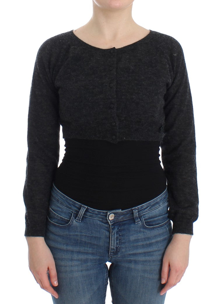 Ermanno Scervino Grauer Strickjackenpullover aus Wolle