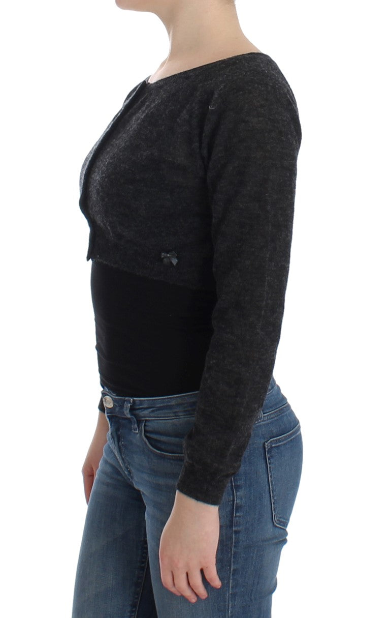 Ermanno Scervino Grauer Strickjackenpullover aus Wolle