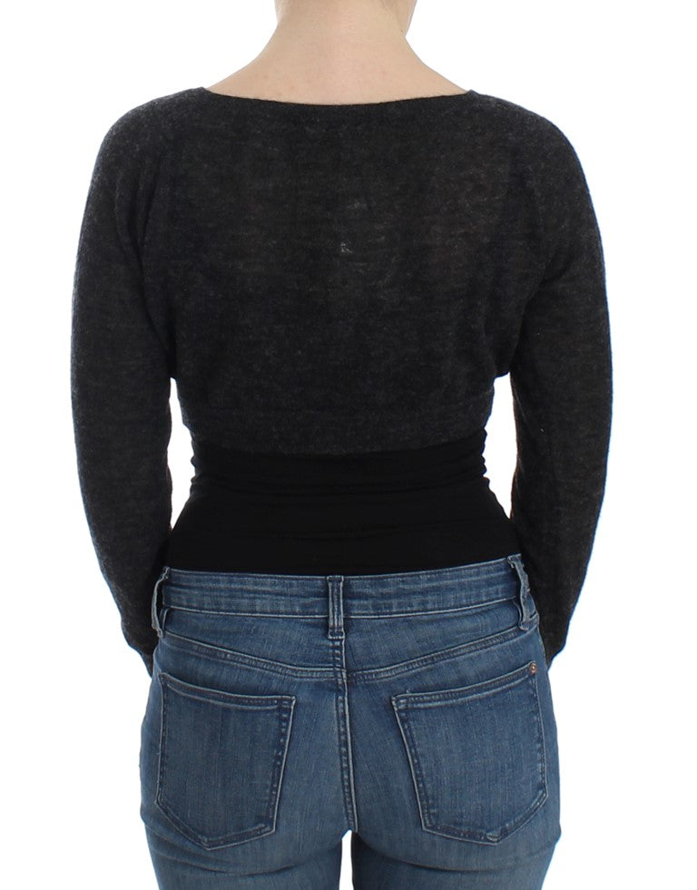 Ermanno Scervino Grauer Strickjackenpullover aus Wolle