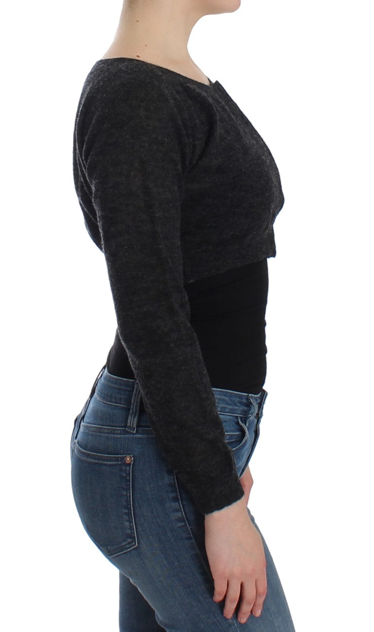 Ermanno Scervino Grauer Strickjackenpullover aus Wolle
