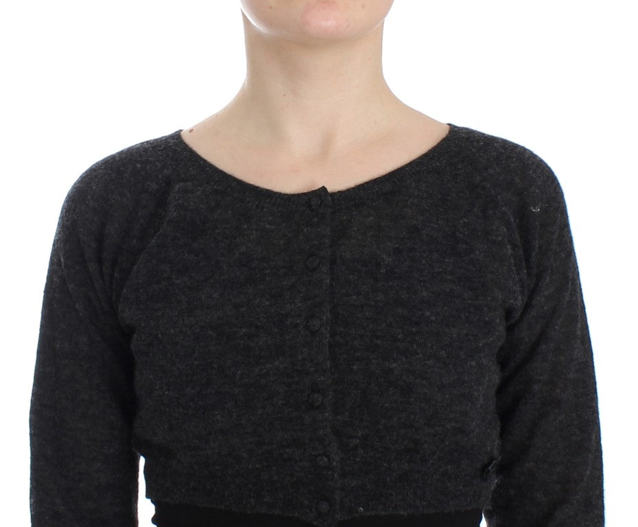 Ermanno Scervino Grauer Strickjackenpullover aus Wolle