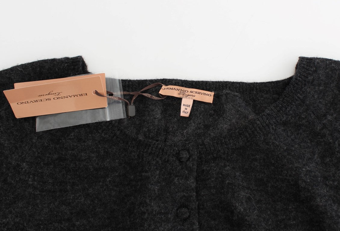 Ermanno Scervino Grauer Strickjackenpullover aus Wolle