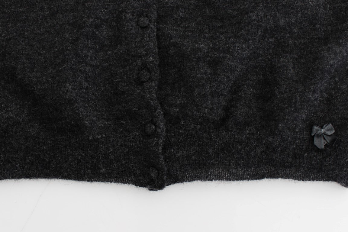 Ermanno Scervino Grauer Strickjackenpullover aus Wolle