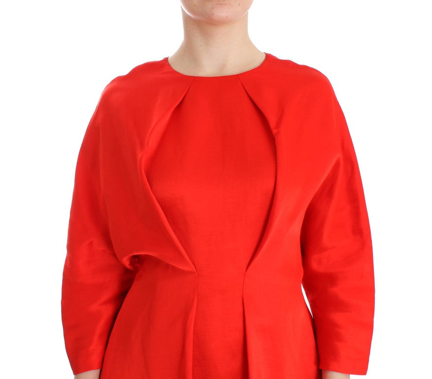 Fyodor Golan – Rotes Mini-Leinen-Etuikleid mit 3/4-Ärmeln