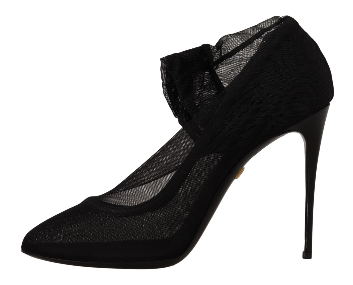 Dolce &amp; Gabbana Schwarze Stretch-Stiefel aus Tüll