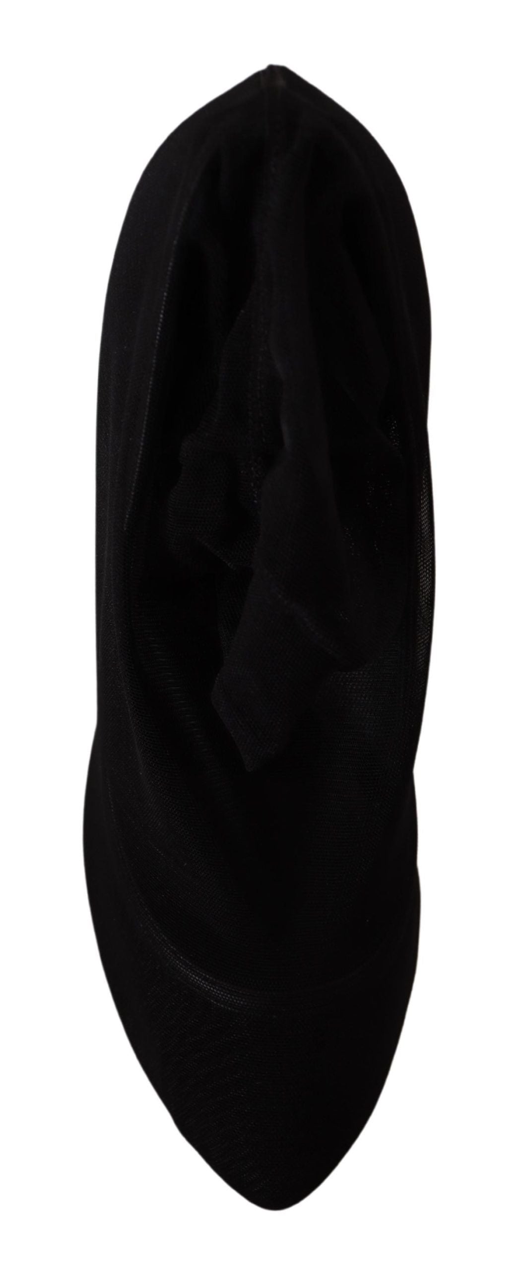 Dolce &amp; Gabbana Schwarze Stretch-Stiefel aus Tüll