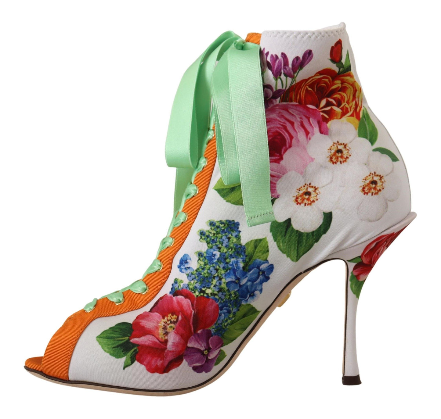 Dolce &amp; Gabbana Weiße Jersey-Stretchstiefel mit offenen Zehen und Absätzen