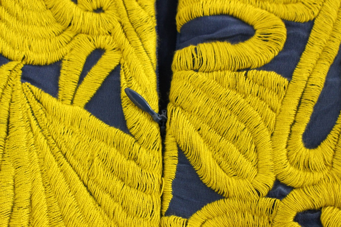 Sachin &amp; Babi – Trägerloses Mini-Etuikleid in Blau und Gelb mit Bubble-Muster