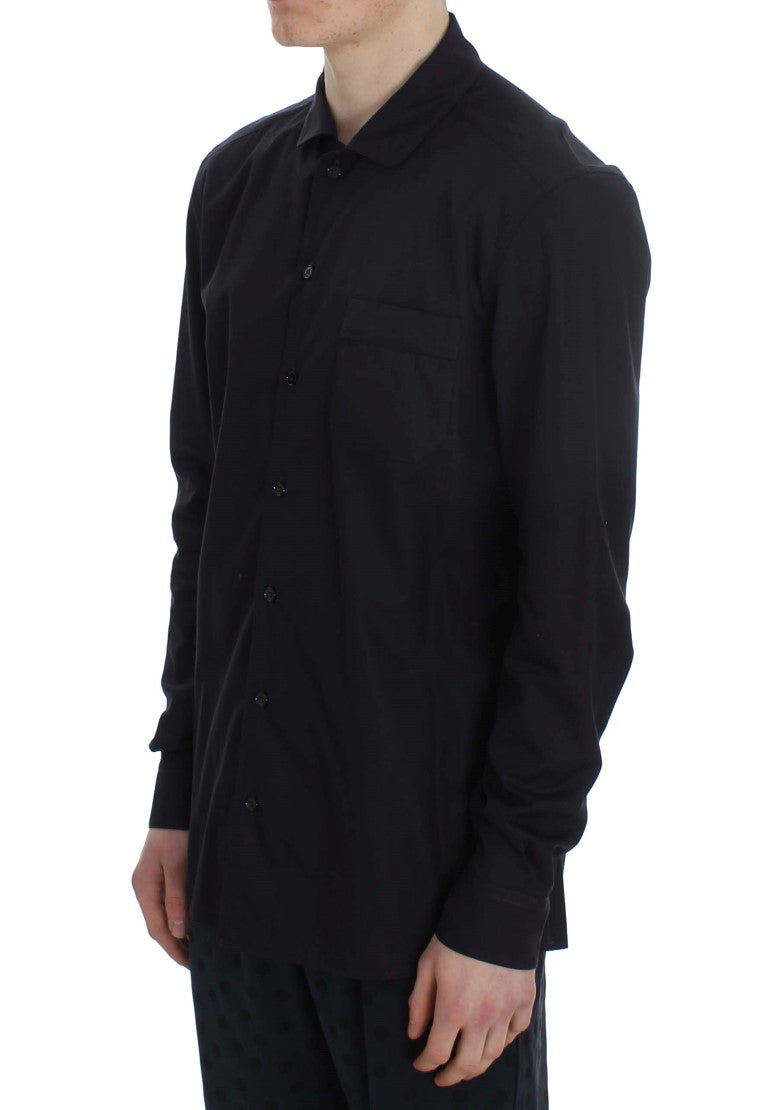 Dolce &amp; Gabbana Lila gestreiftes Pyjama-Lounge-Shirt aus Baumwolle