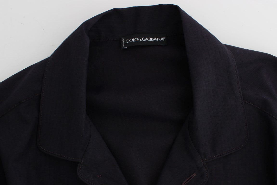 Dolce &amp; Gabbana Lila gestreiftes Pyjama-Lounge-Shirt aus Baumwolle