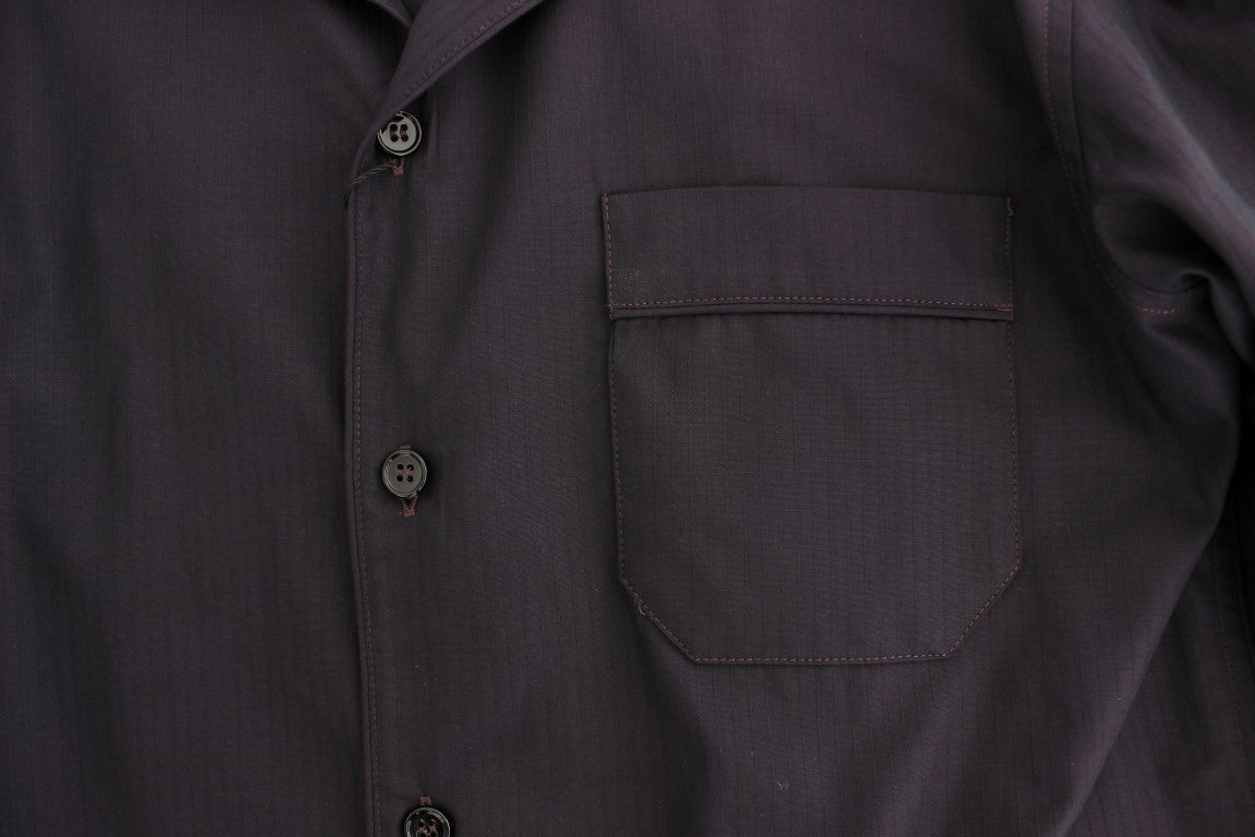Dolce &amp; Gabbana Lila gestreiftes Pyjama-Lounge-Shirt aus Baumwolle