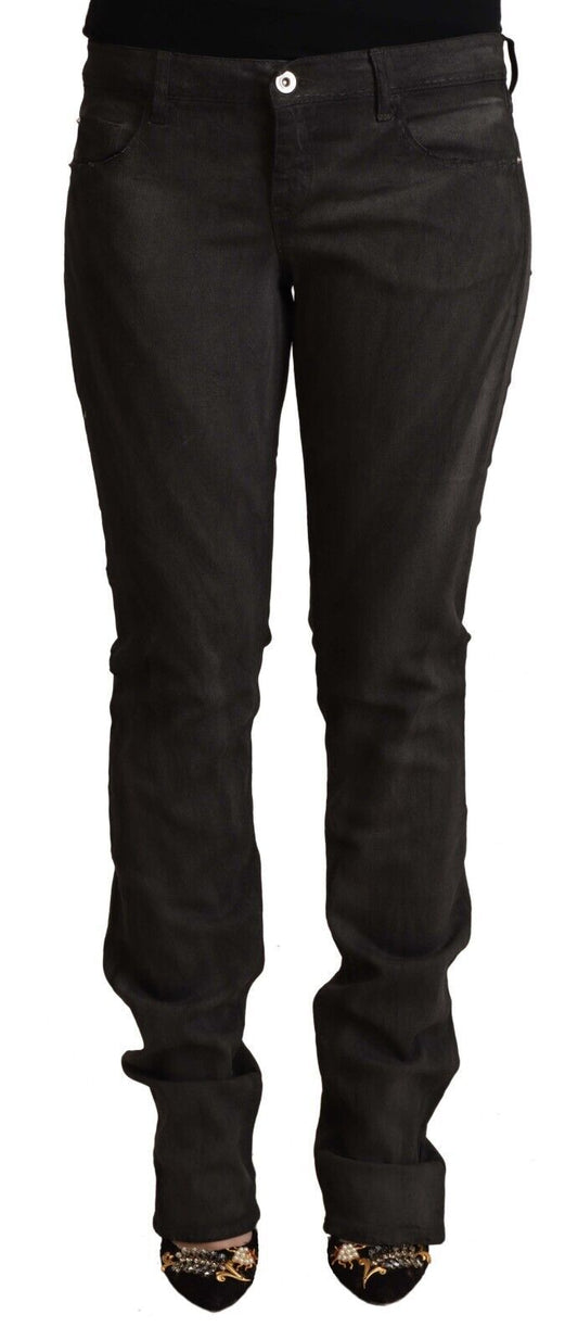 Costume National – Schwarze Skinny-Hose aus Baumwolle mit mittlerer Taille