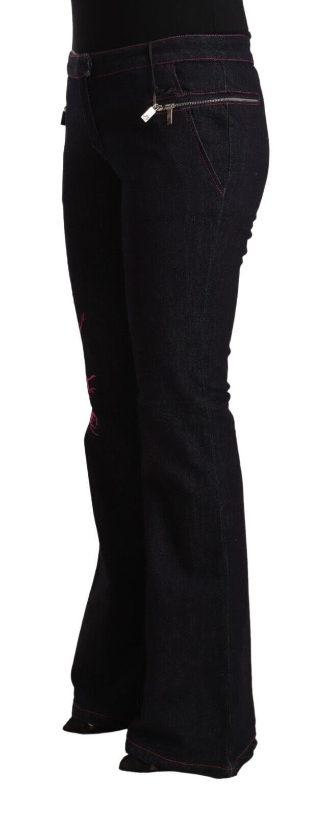 Exte Schwarze Jeans aus Baumwollstretch mit mittlerer Taille und Schlag