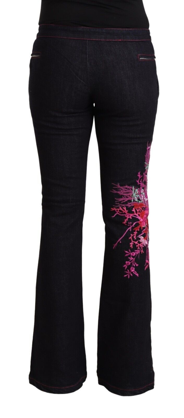 Exte Schwarze Jeans aus Baumwollstretch mit mittlerer Taille und Schlag