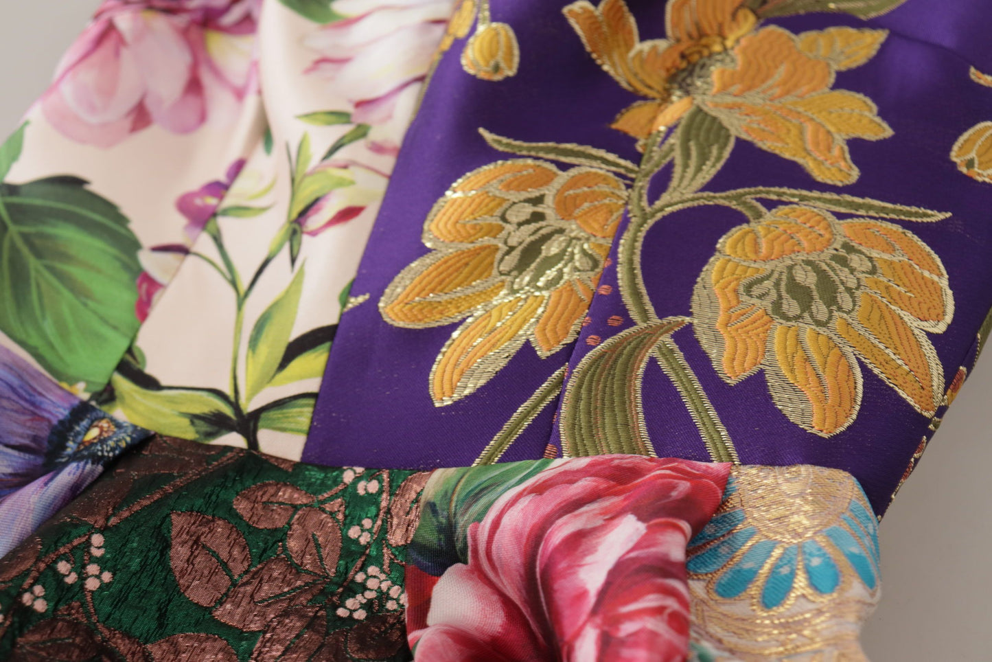 Dolce &amp; Gabbana Midikleid Patchwork Floral Jquard Seide