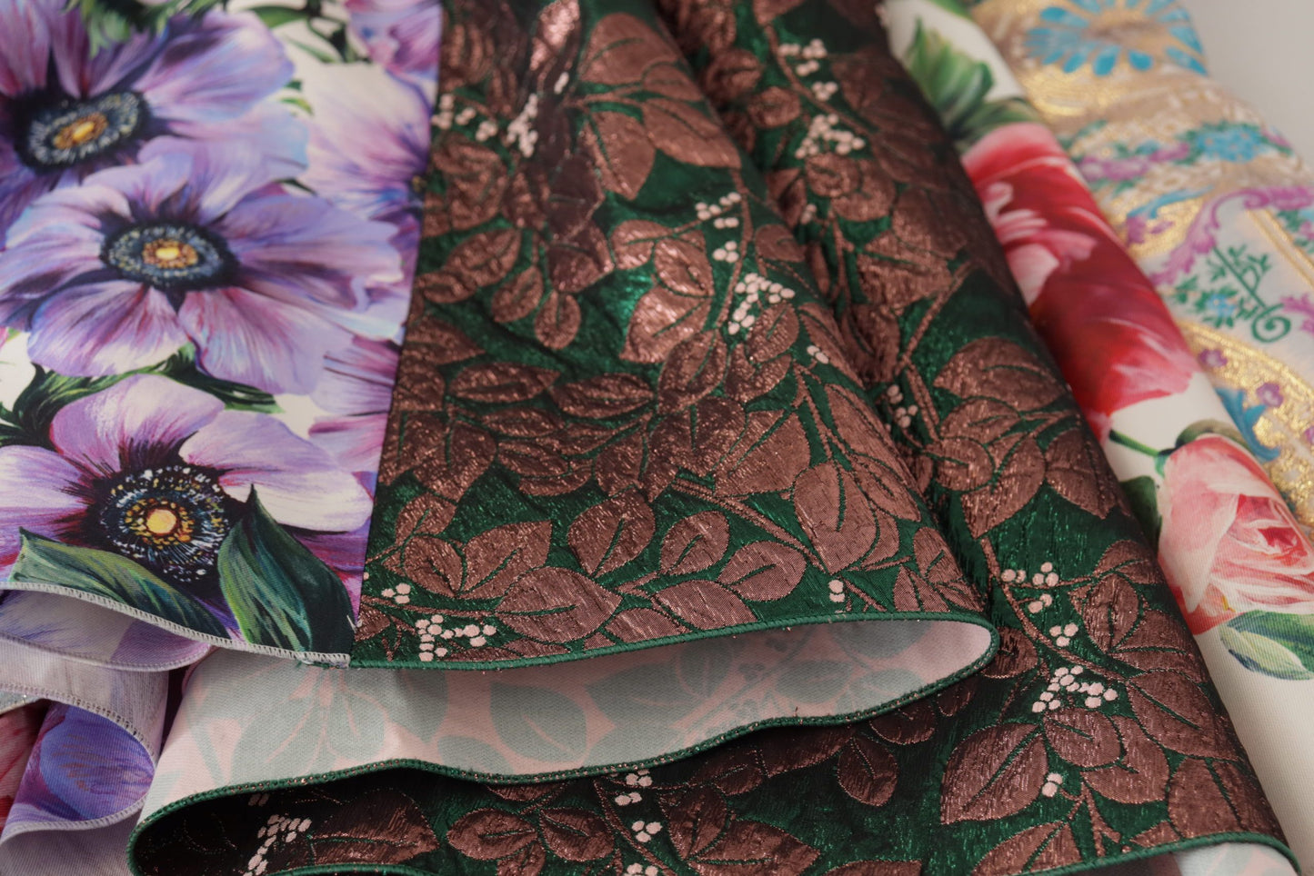 Dolce &amp; Gabbana Midikleid Patchwork Floral Jquard Seide