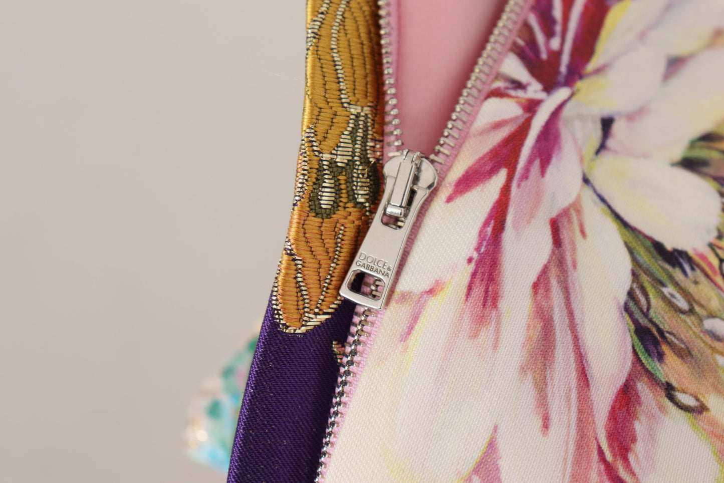 Dolce &amp; Gabbana Midikleid Patchwork Floral Jquard Seide