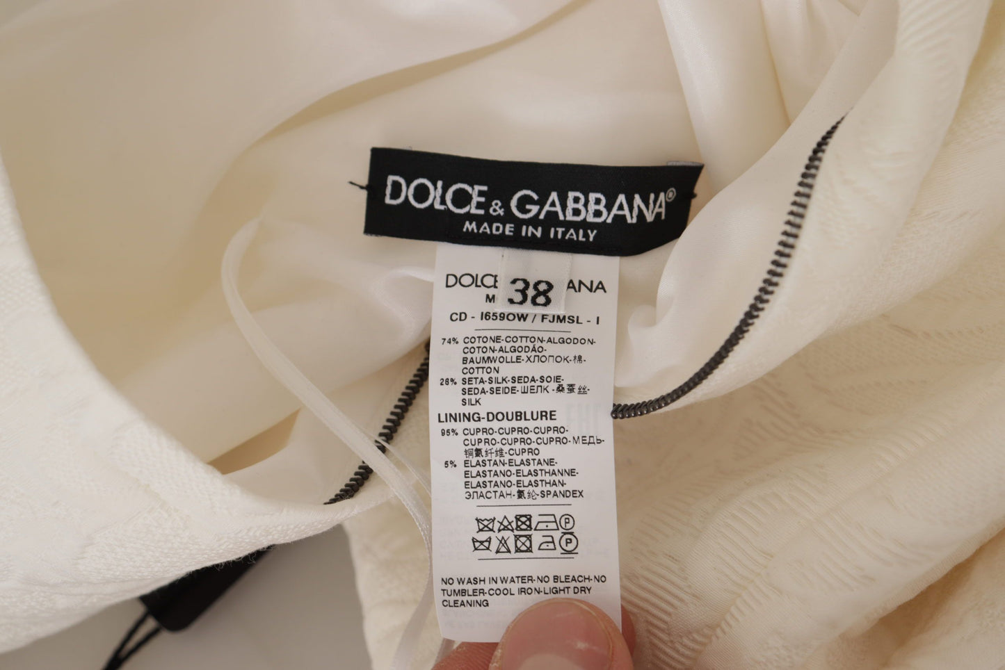 Dolce &amp; Gabbana – Weißes Jacquard-Midikleid aus geblümtem Brokat