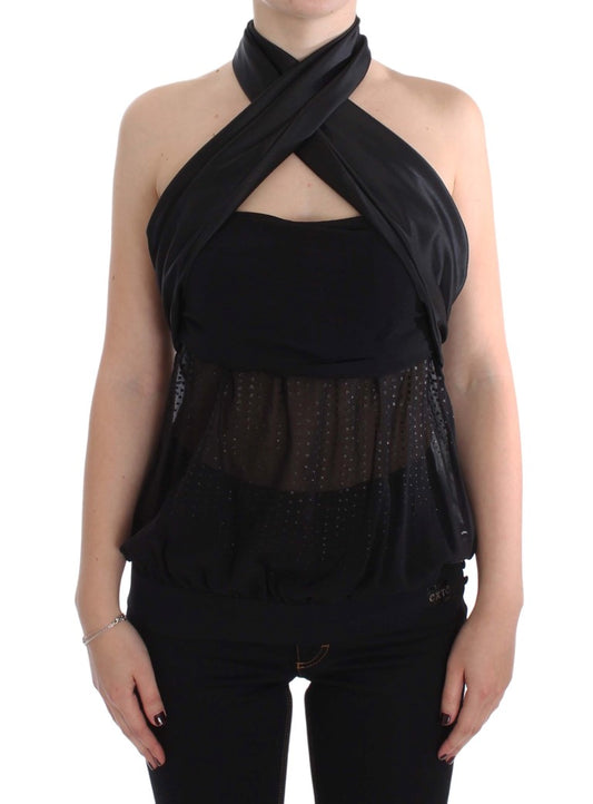 Exte Schwarze Wickelbluse mit Halsausschnitt