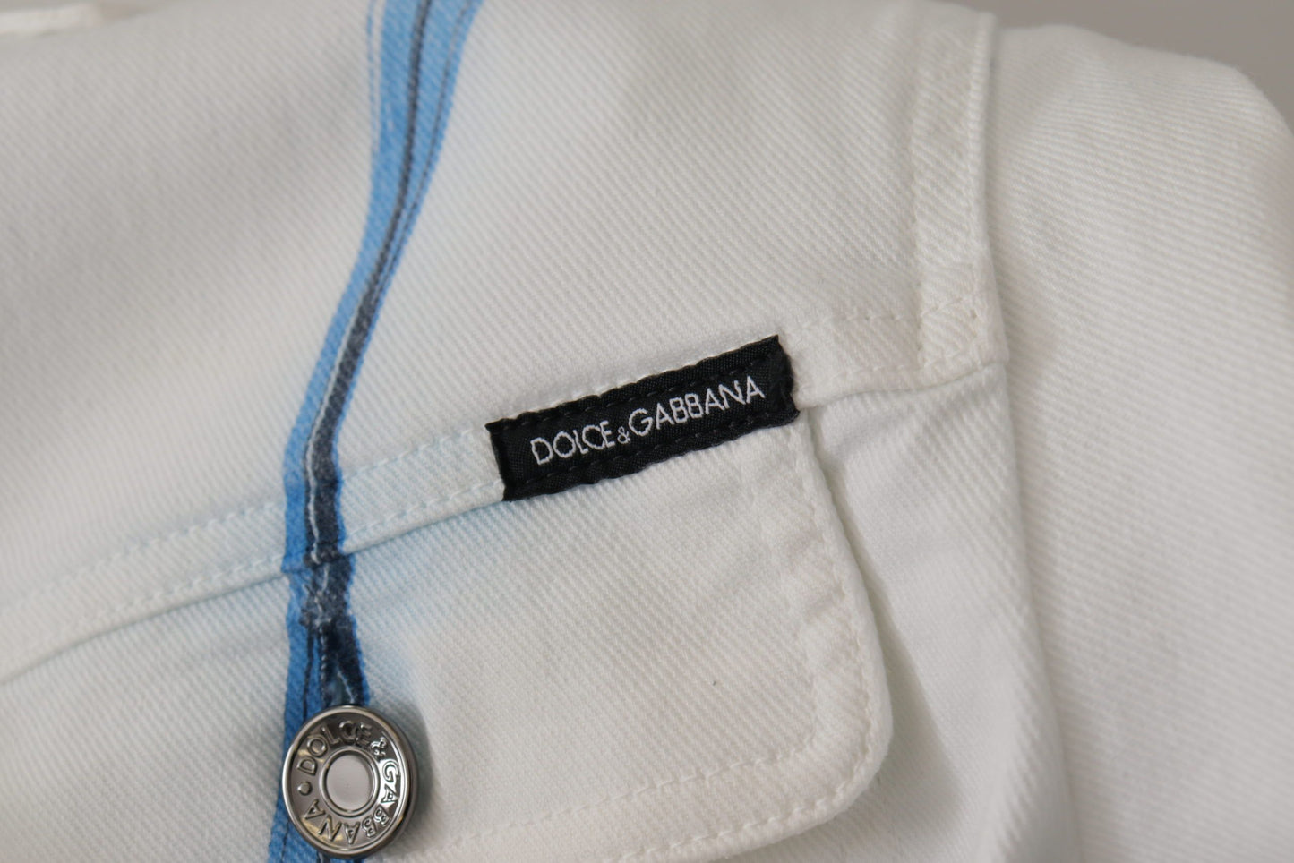 Dolce &amp; Gabbana – Weiße Jeansjacke aus Baumwolle mit Logostickerei
