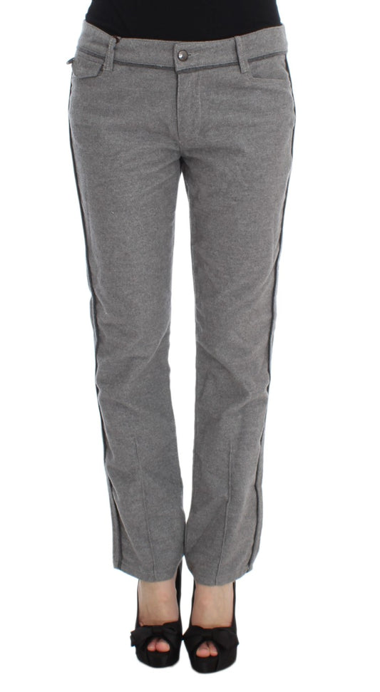 Ermanno Scervino Graue Baumwoll-Freizeithose mit gerader Passform