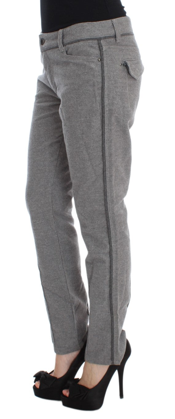 Ermanno Scervino Graue Baumwoll-Freizeithose mit gerader Passform