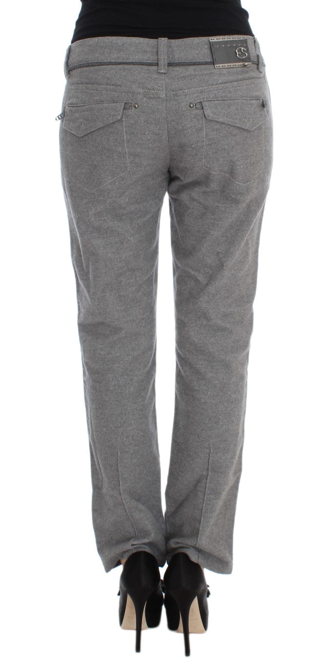 Ermanno Scervino Graue Baumwoll-Freizeithose mit gerader Passform