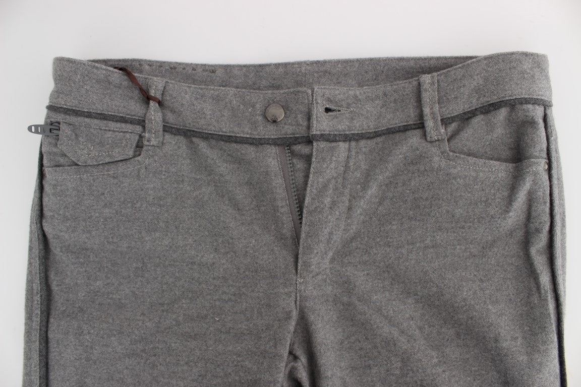 Ermanno Scervino Graue Baumwoll-Freizeithose mit gerader Passform