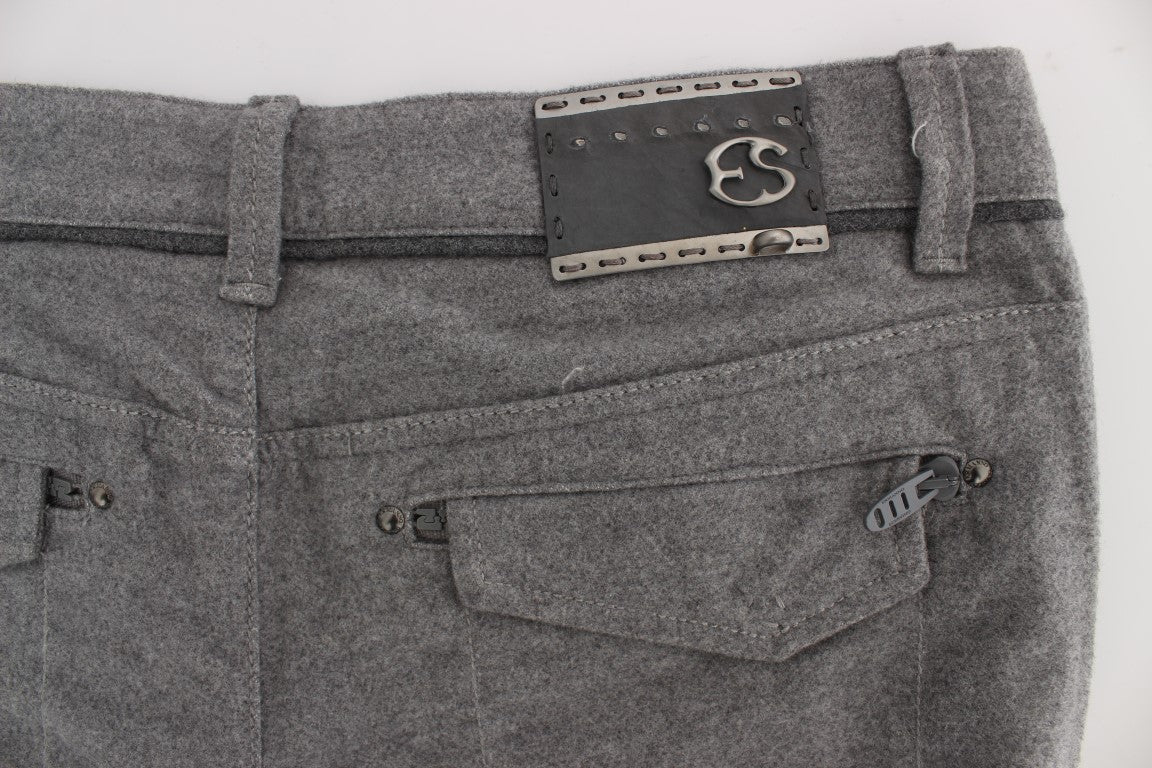 Ermanno Scervino Graue Baumwoll-Freizeithose mit gerader Passform