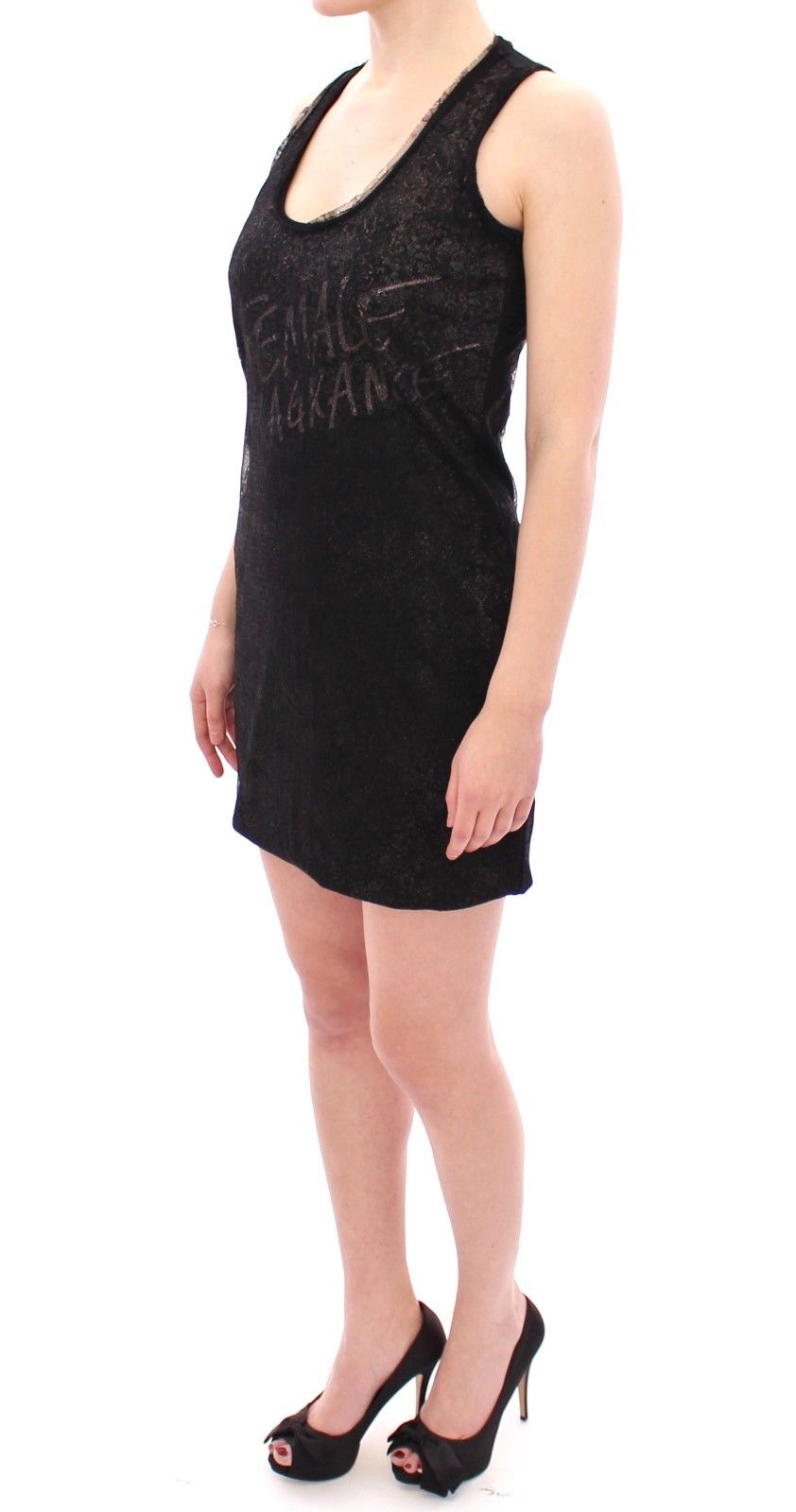 Ermanno Scervino – Schwarzes Stretch-Minikleid mit Spitzenfutter