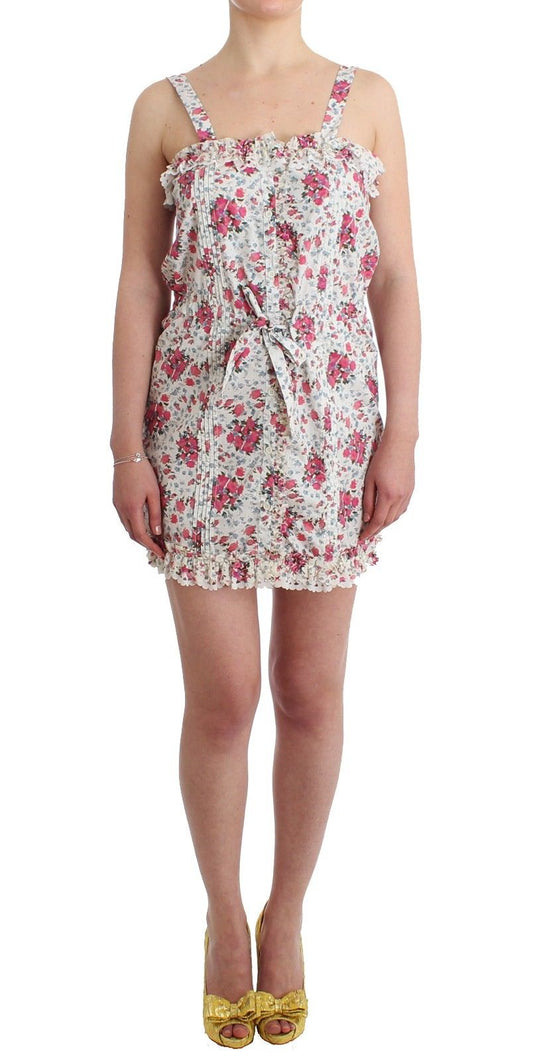 Ermanno Scervino Beachwear Rosa Blumen Strand Minikleid Kurz