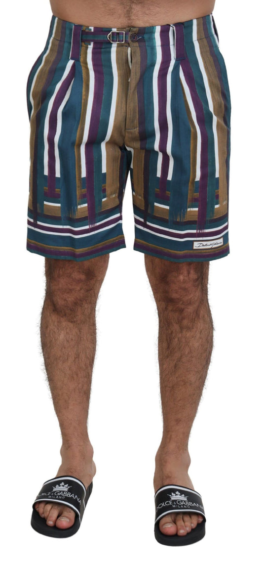 Dolce &amp; Gabbana Mehrfarbig gestreifte Shorts aus Stretch-Baumwolle