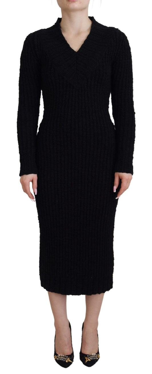 Dolce &amp; Gabbana – Schwarzes Etui-Pulloverkleid aus Wollstrick