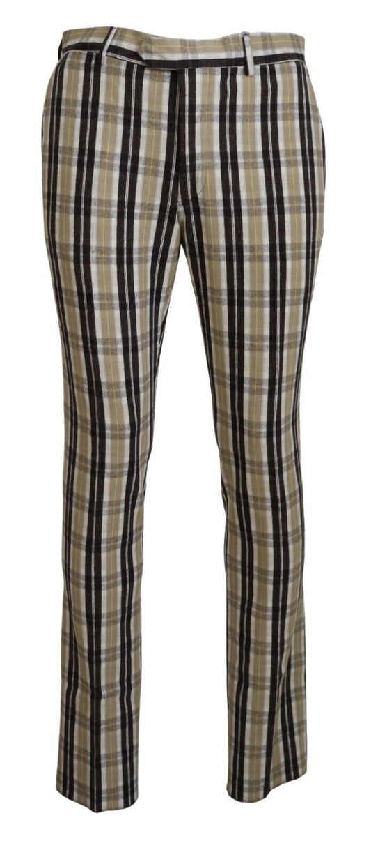 BENCIVENGA Mehrfarbig karierte Baumwolle Straight Fit Herrenhose