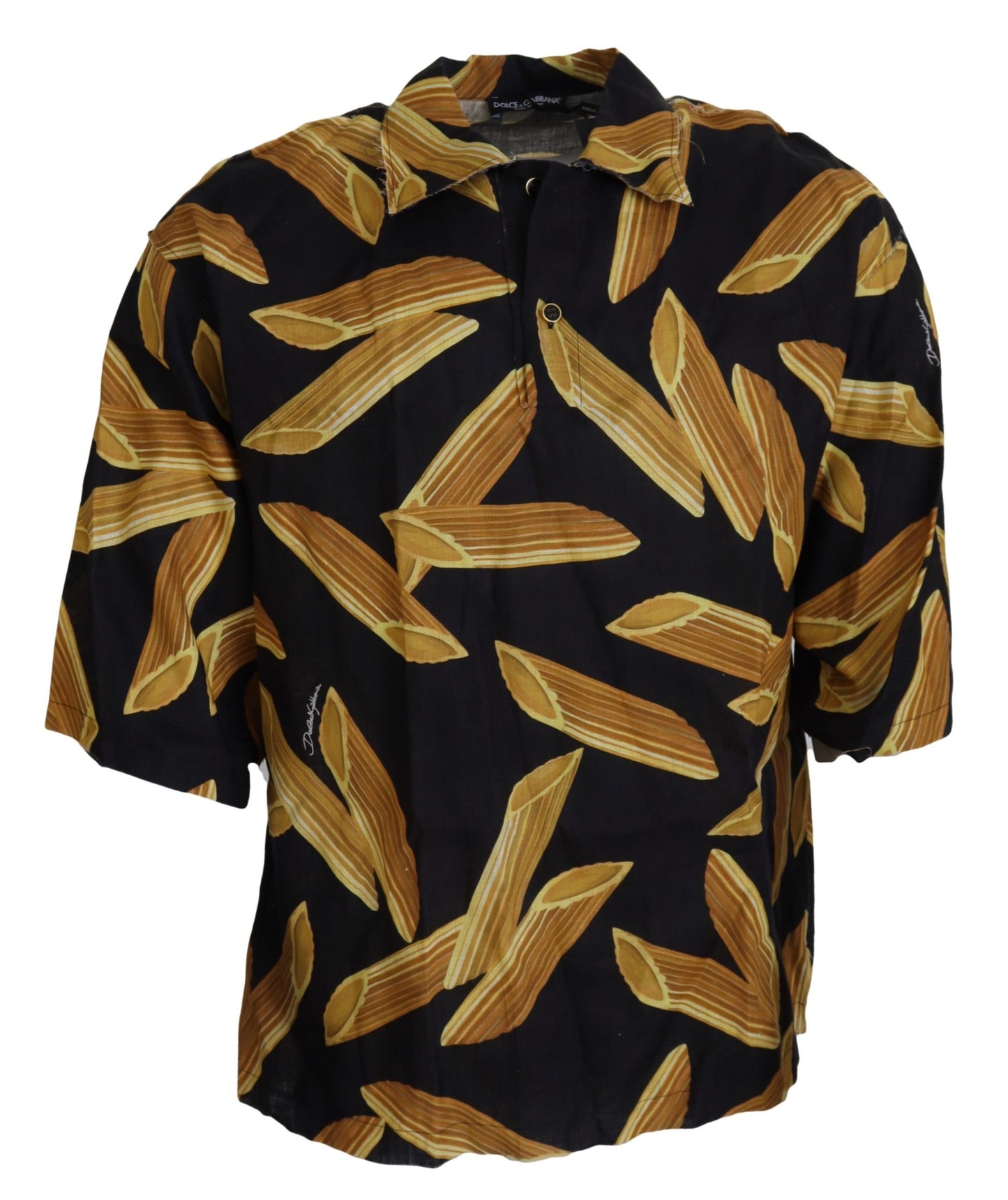 Dolce &amp; Gabbana Schwarzes lässiges Penne Rigate Leinen-Freizeithemd