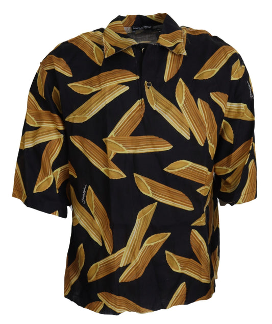 Dolce &amp; Gabbana Schwarzes lässiges Penne Rigate Leinen-Freizeithemd