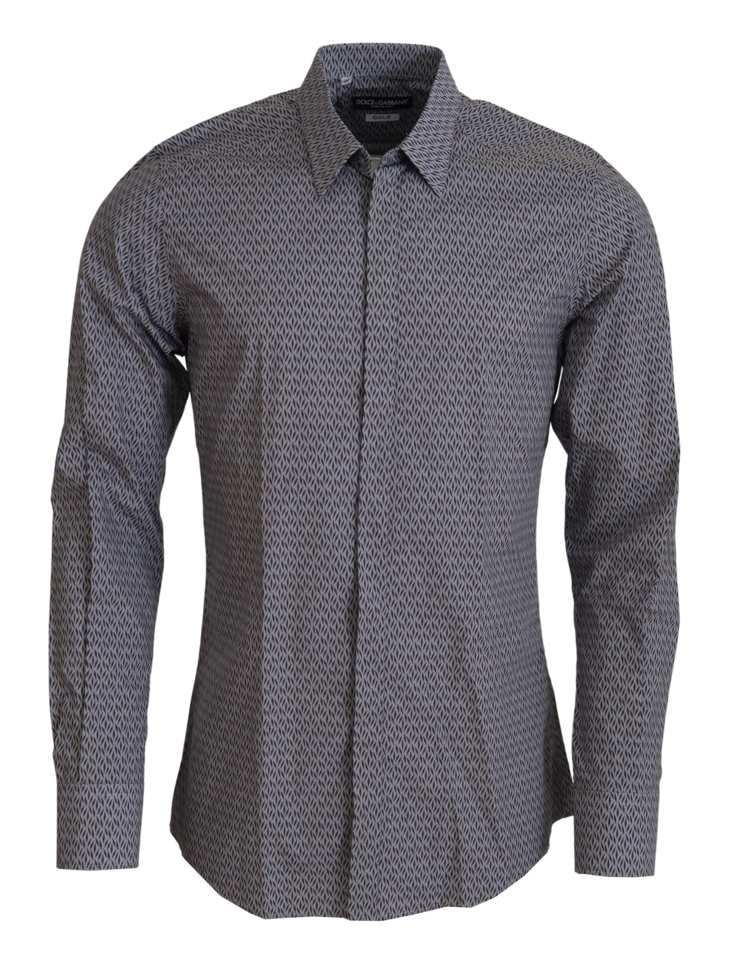 Dolce &amp; Gabbana Grau Braun GOLD Slim Fit Formelles Hemd