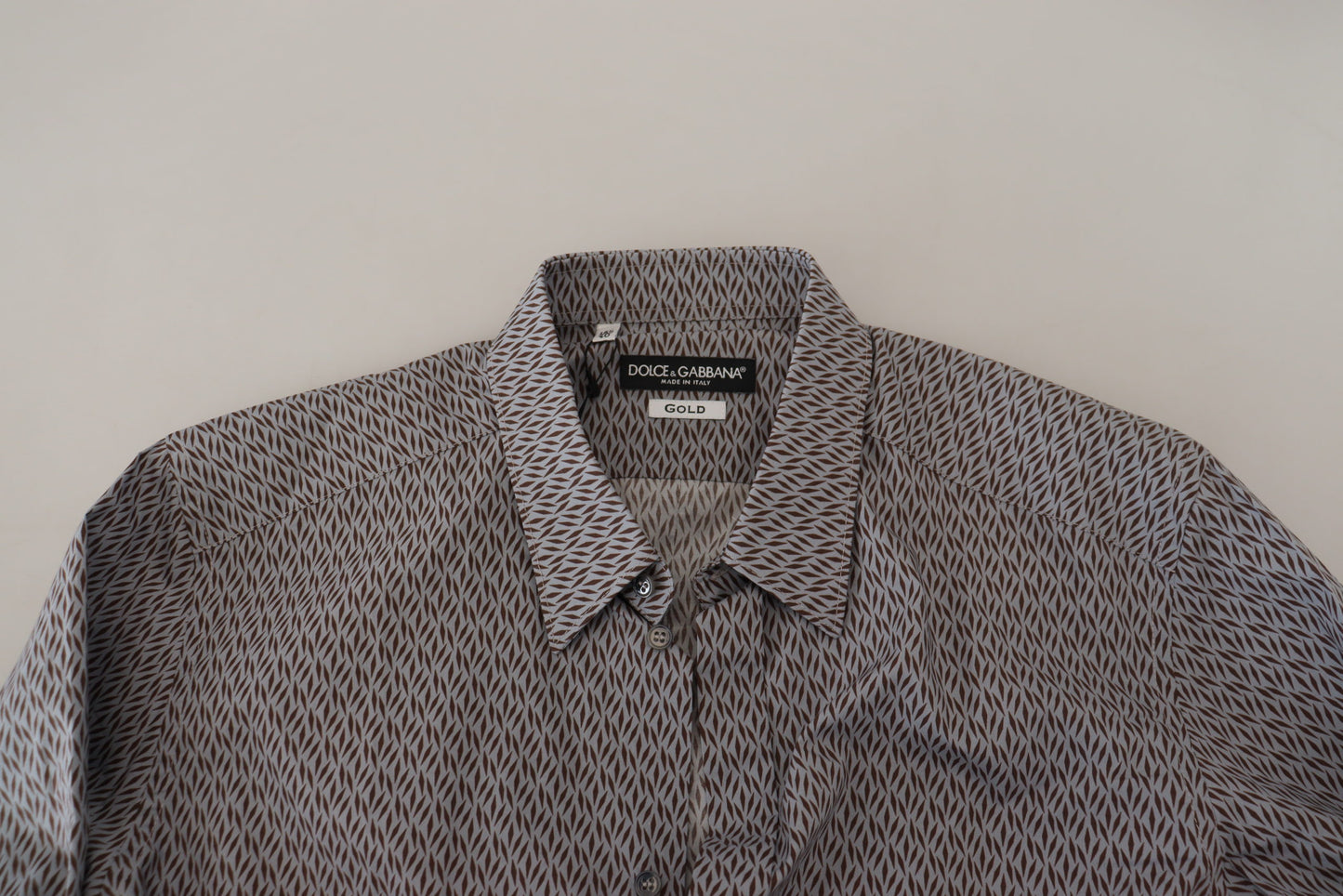 Dolce &amp; Gabbana Grau Braun GOLD Slim Fit Formelles Hemd