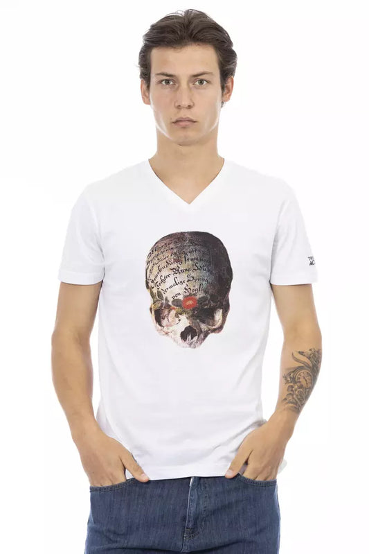 Trussardi Action Herren-T-Shirt aus weißer Baumwolle mit V-Ausschnitt