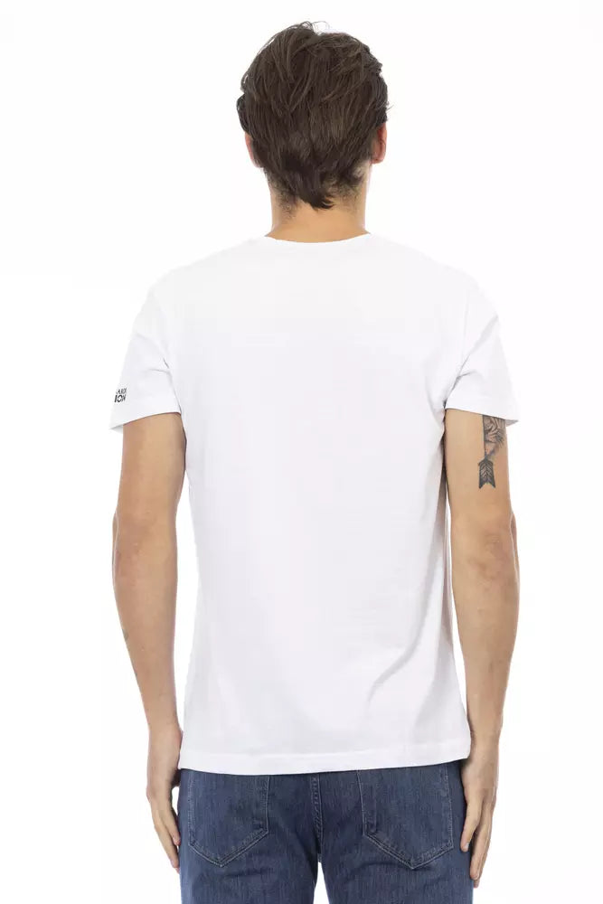 Trussardi Action Herren-T-Shirt aus weißer Baumwolle mit V-Ausschnitt